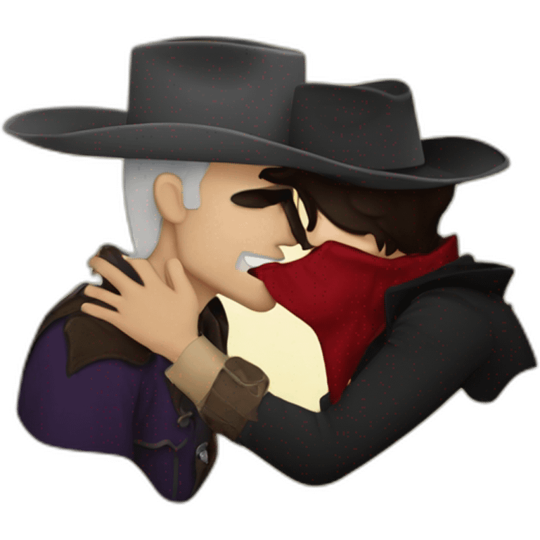 Cowboy kissing male vampire emoji