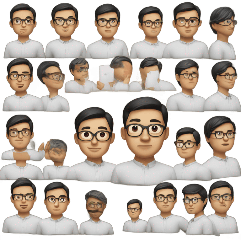 memoji, portrait, asian, glasses guy, 25 years old, ceo emoji