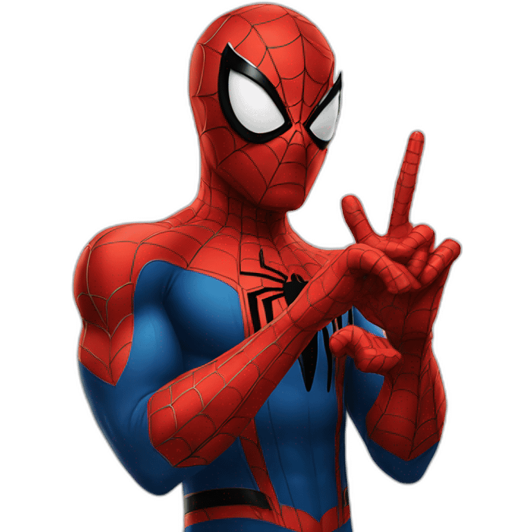 Spider man showing finger emoji