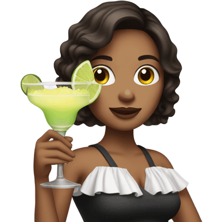 Brunette with margarita in hand emoji