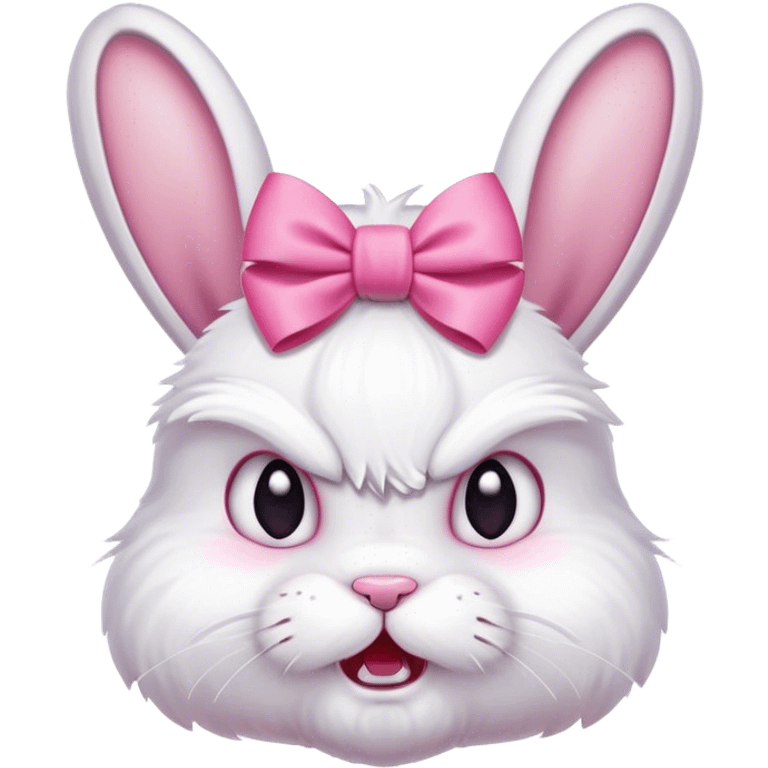 Angry bunny with bow emoji