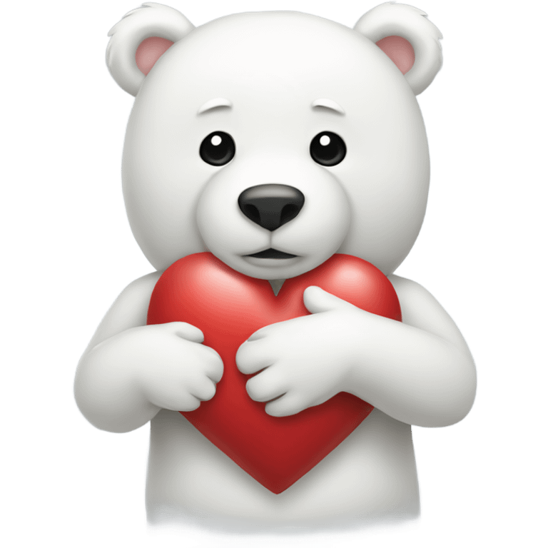 White bear with heart emoji