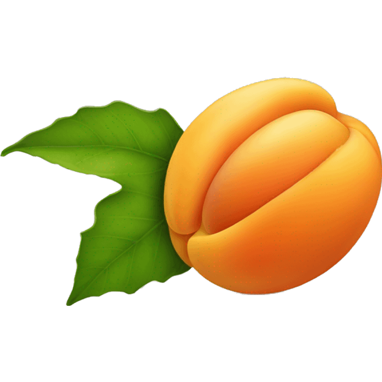 Apricot with a leaf with pit slightly showing emoji