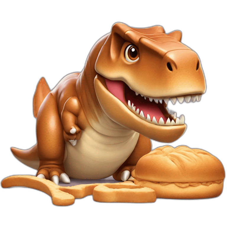 t-rex with a brioche emoji