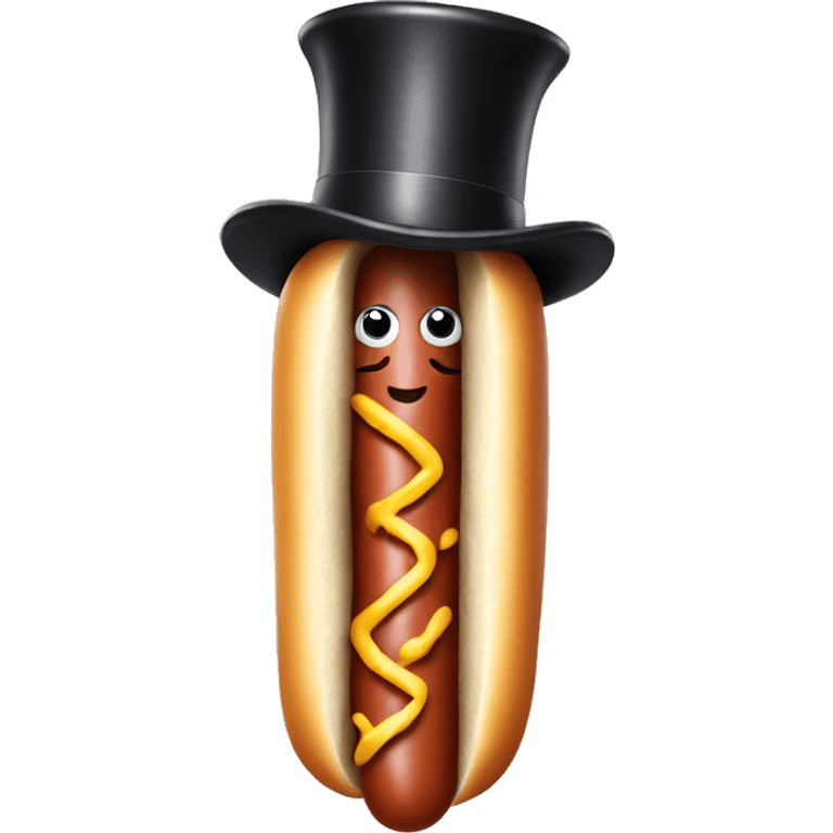 oiled up hot dog with a top hat emoji