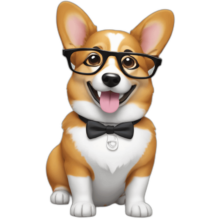 corgi with glasses and calculator emoji