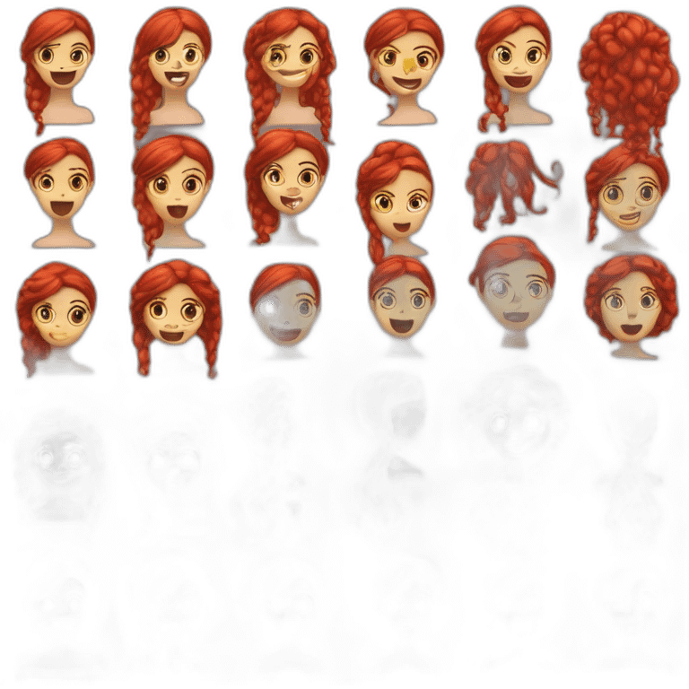 Menina caucasiana de cabelo vermelho longo liso piscando emoji