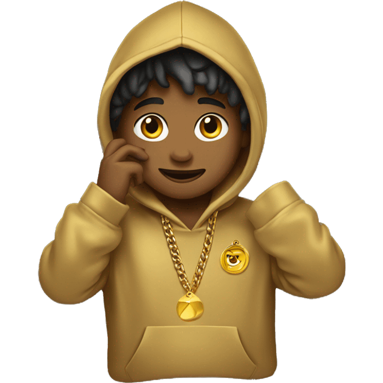 saluting boy in hoodie gold chain  emoji