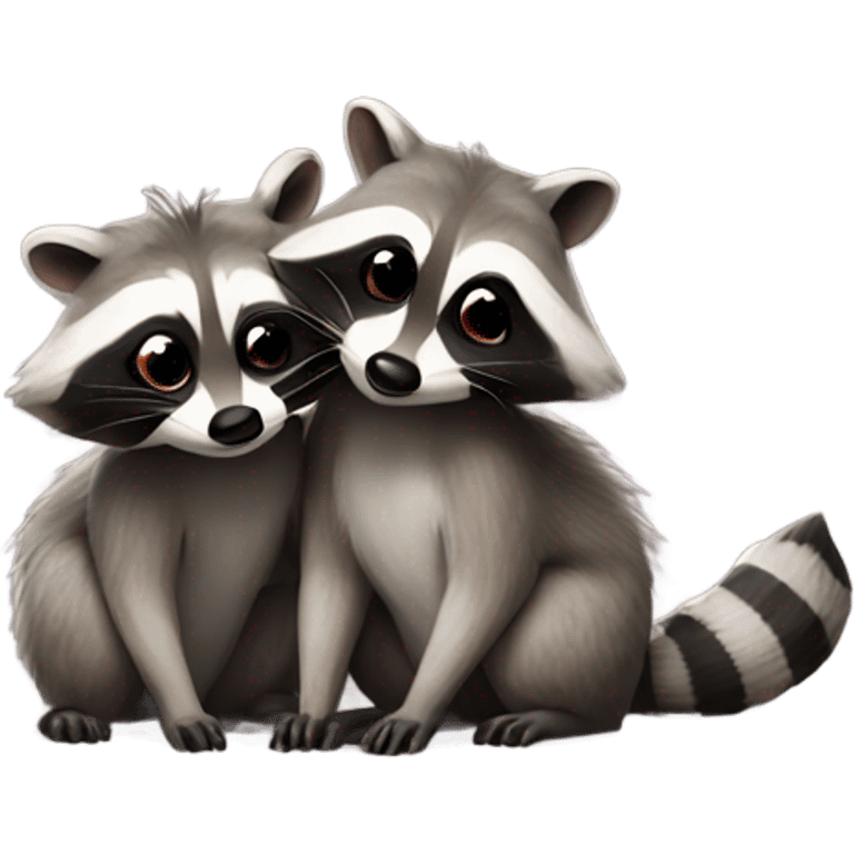 two raccoons kissing emoji