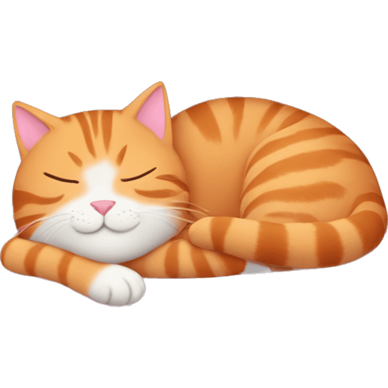 tabby orange cat sleeping in pink cat bed emoji