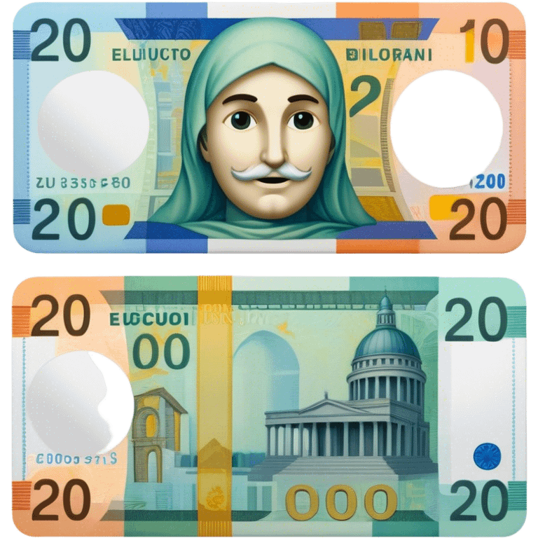 20 euros billet without a face in the middle emoji