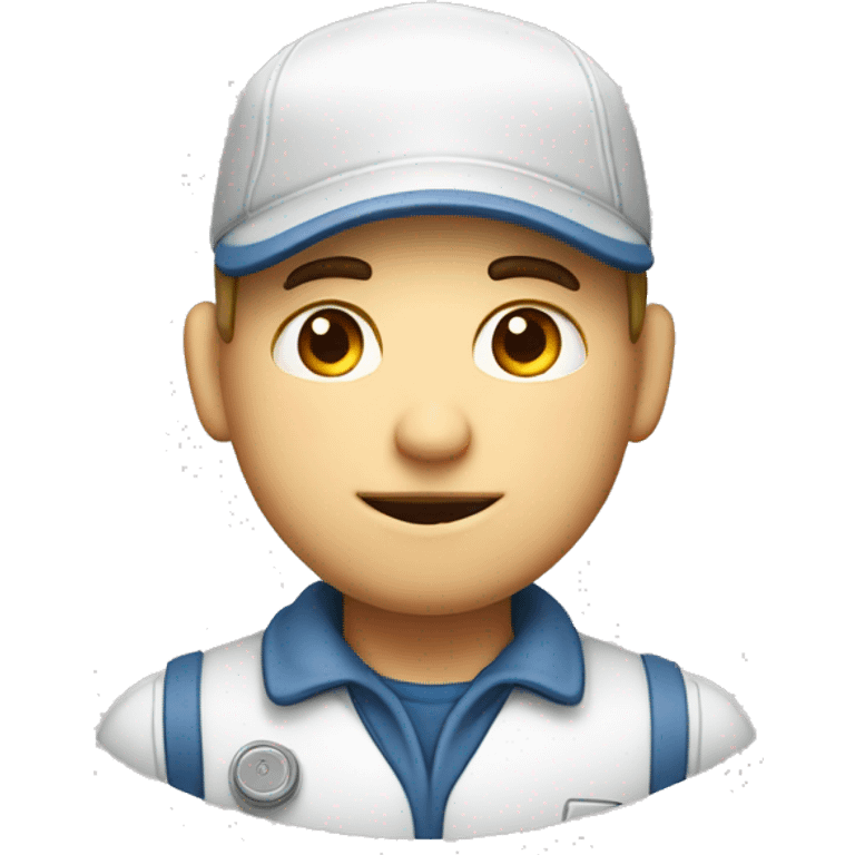 a milkman with a bored expression with eyebags, no mustache, with a cap saying "Milkman", white skin emoji