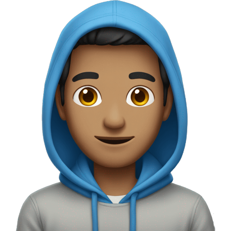 guy in blue hoodie. natural skin colour. hoodie is up. emoji