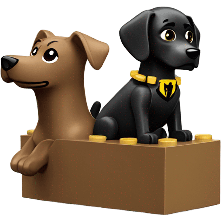 Lego Batman riding a Black lab emoji