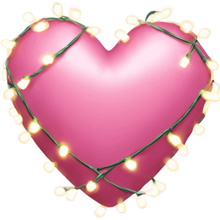 Pink heart wrapped in Christmas lights  emoji