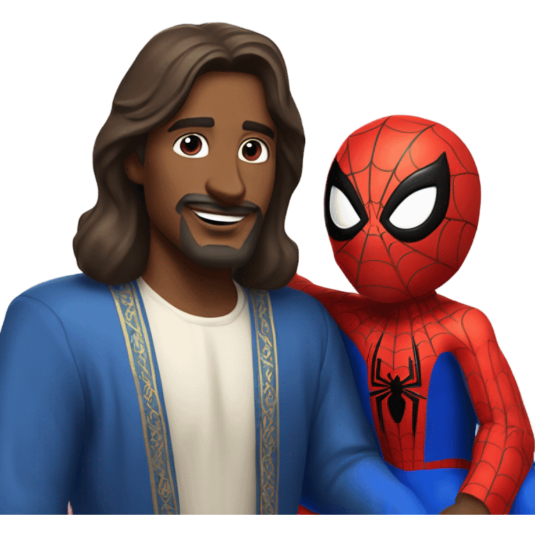 Spider-Man hugging Jesus emoji