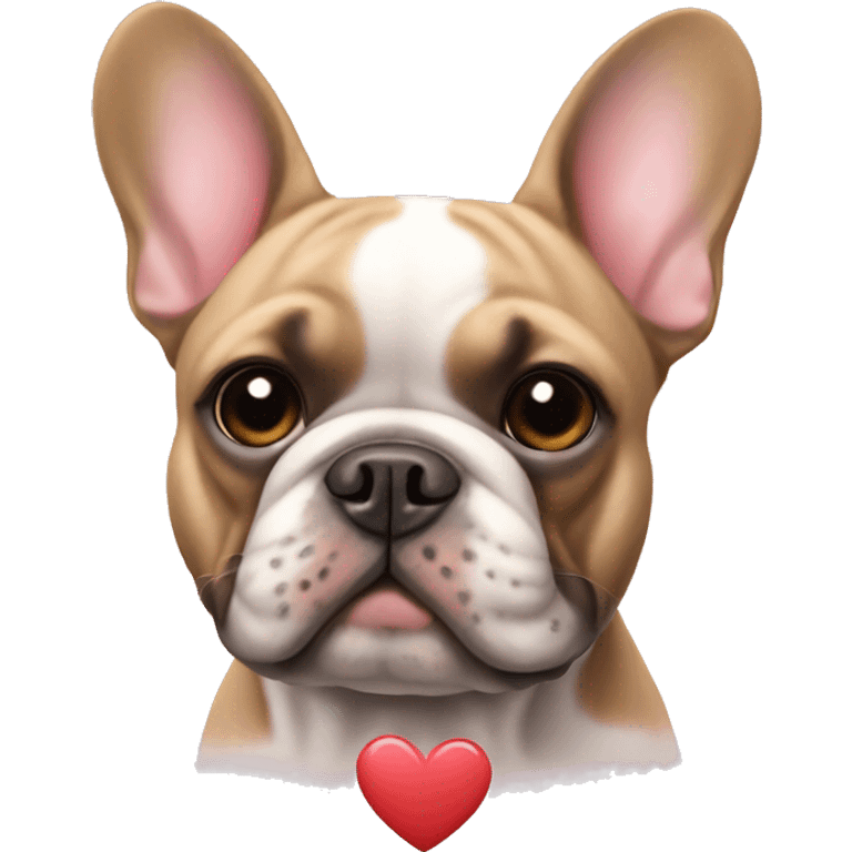 French bulldog with hearts emoji