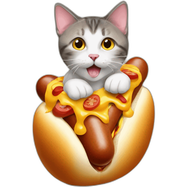 Cat inside a hot dog emoji