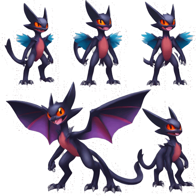 Anthro Edgy Cool Litten-Noivern-Noibat-Absol-Pokémon-Fakémon-fusion Full Body emoji