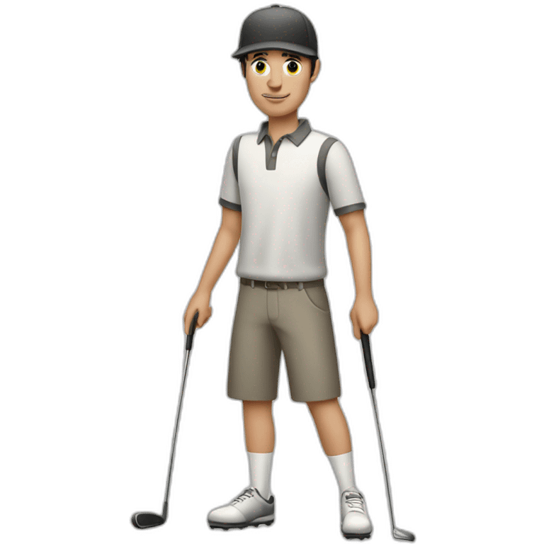 white middle ages golfer with dark hair emoji