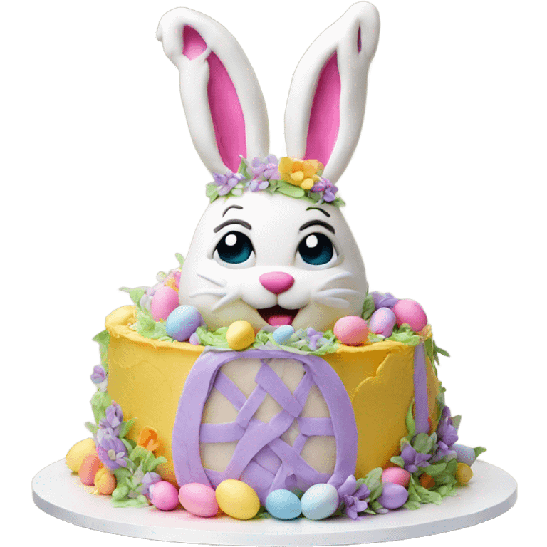 beautifully decorated 2 tier Easter bunny cake emoji