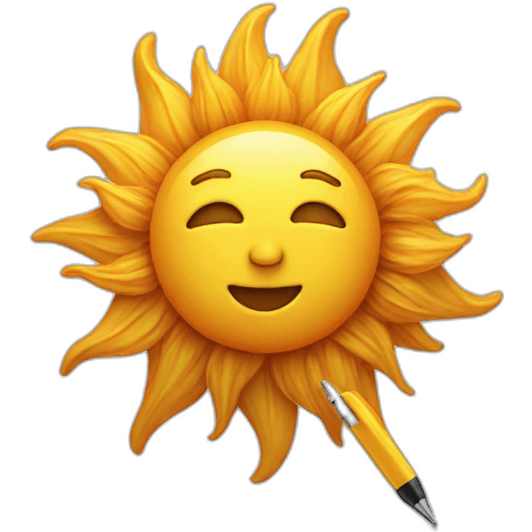 sun with pen emoji