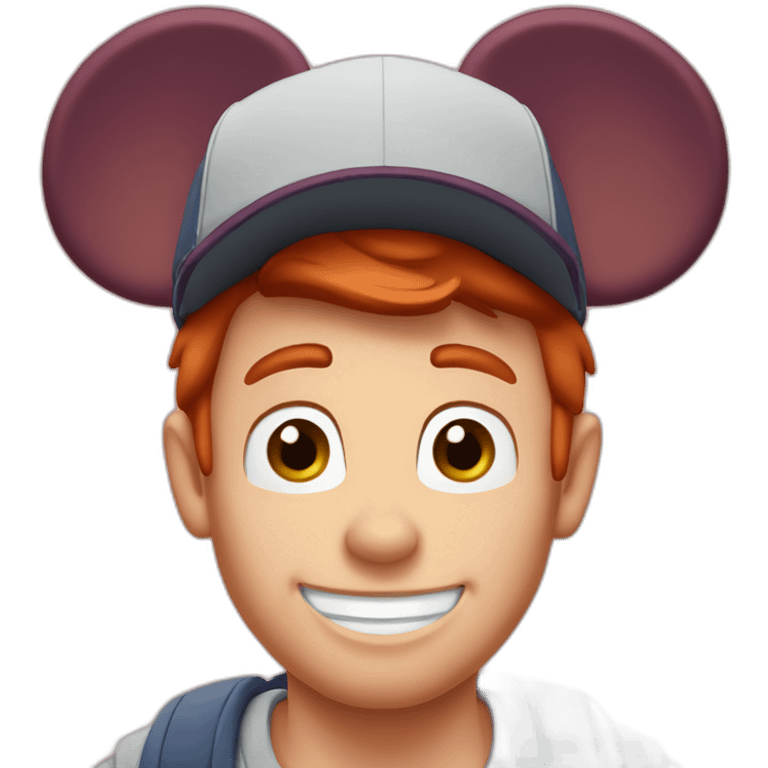 Redhead guy going to Disney world with Mickey ears emoji