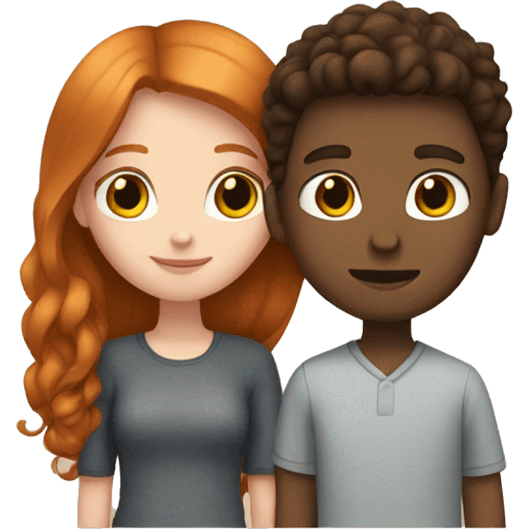 Brown haired girl and ginger haired boy in love  emoji