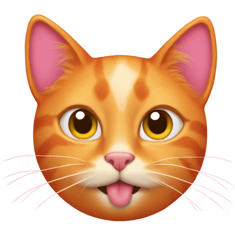 orange cat with pink hearts emoji