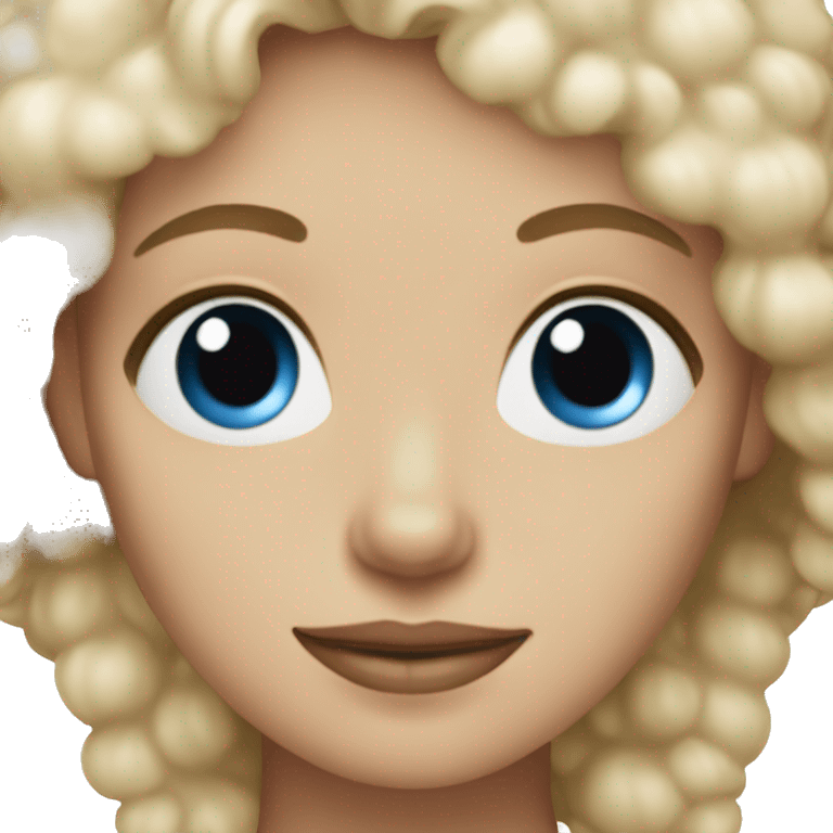 blonde mom blue eyes with beige poodle  emoji