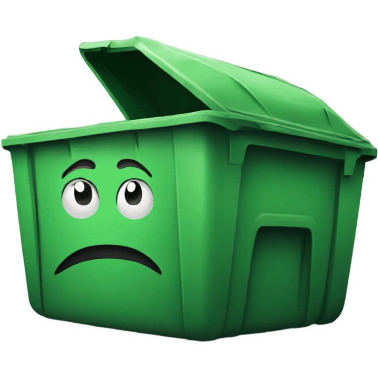 A green big trash  emoji