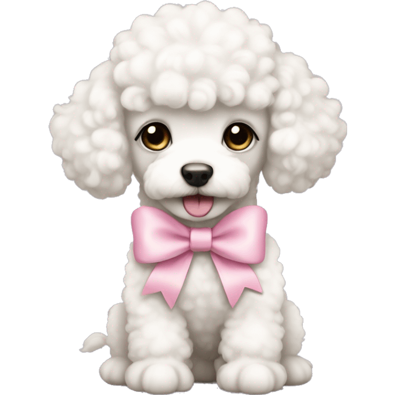 White poodle puppy with pastel pink bow emoji