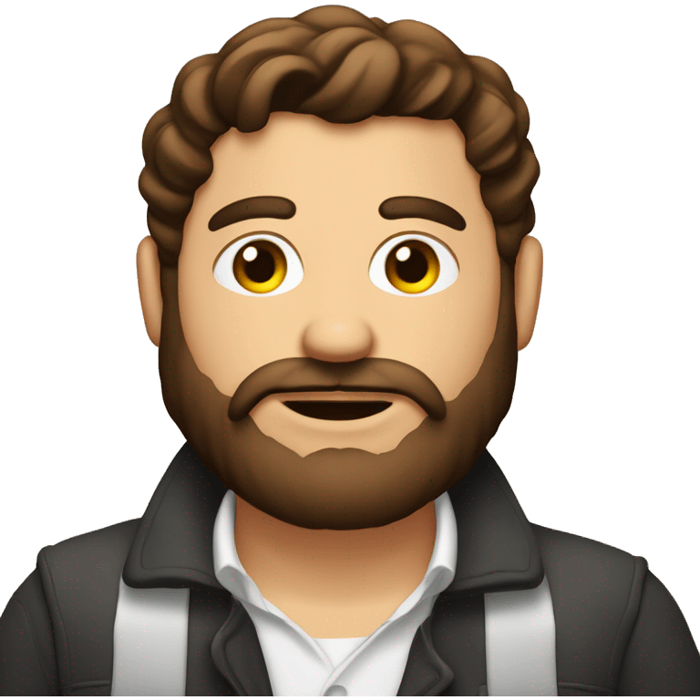 hombre piel clara joven con barba ojos cafe emoji