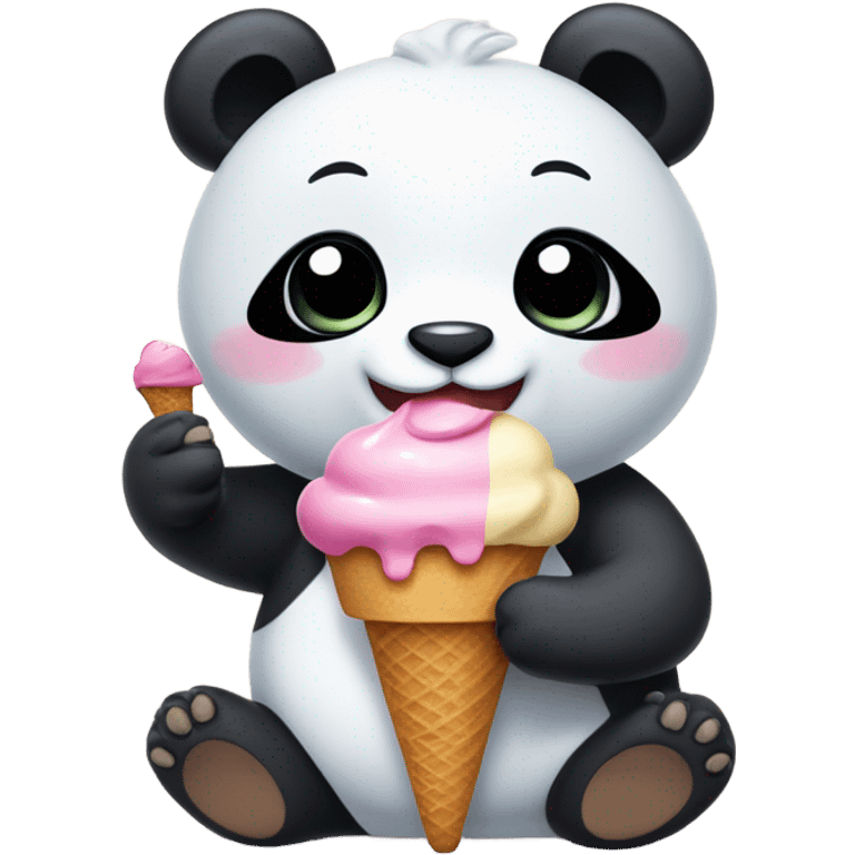 Panda eating ice cream emoji