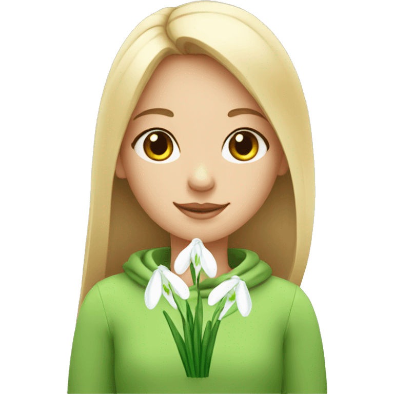 a girl with a snowdrop emoji