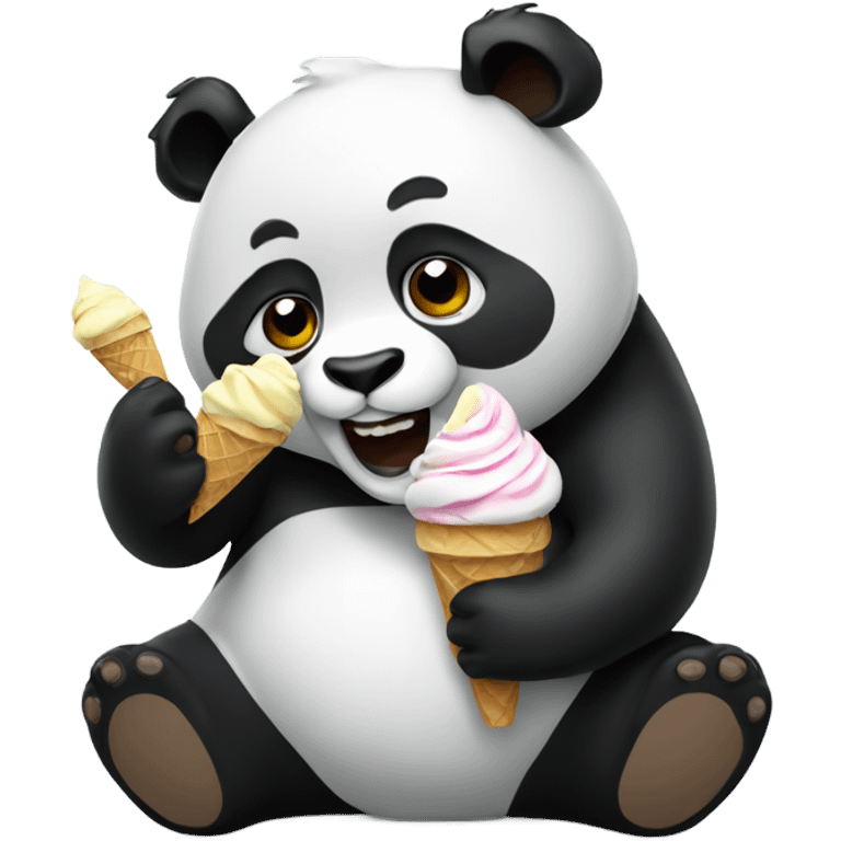 Panda eating ice cream emoji