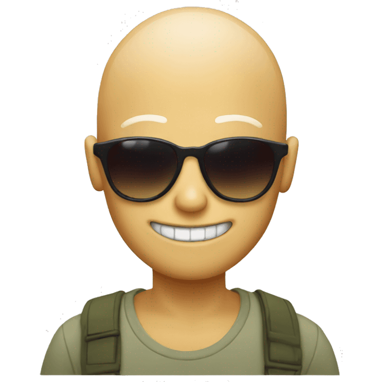 2D emoji with sunglasses and teeth without hair emoji