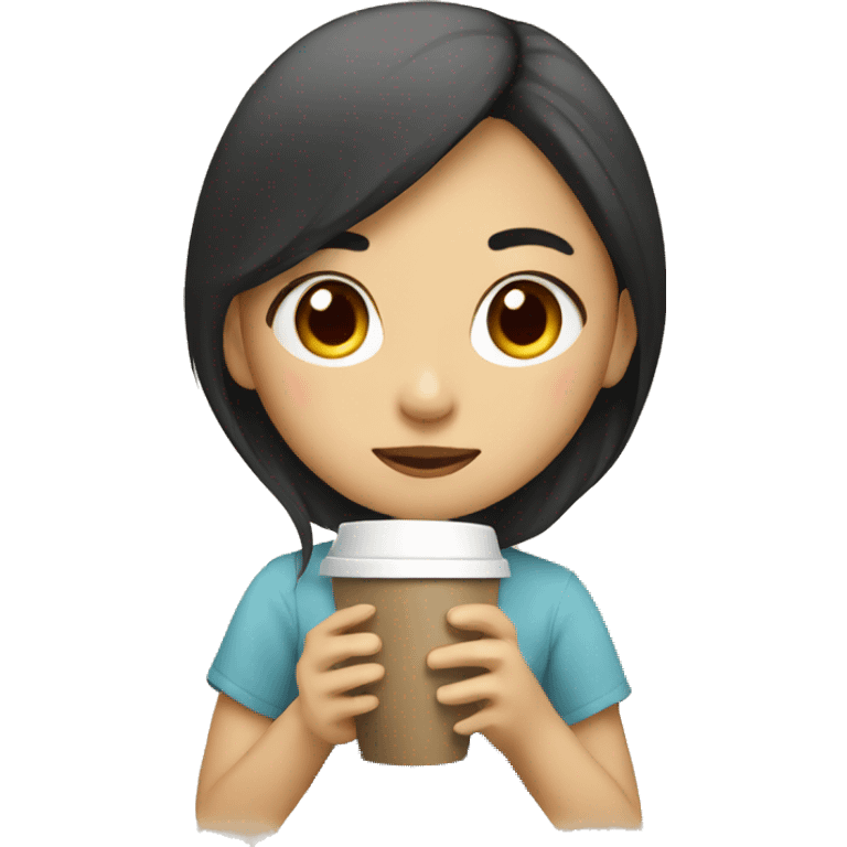 asian girl drinking coffee emoji