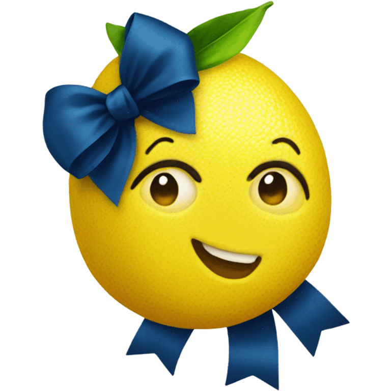 lemon with dark blue bow emoji