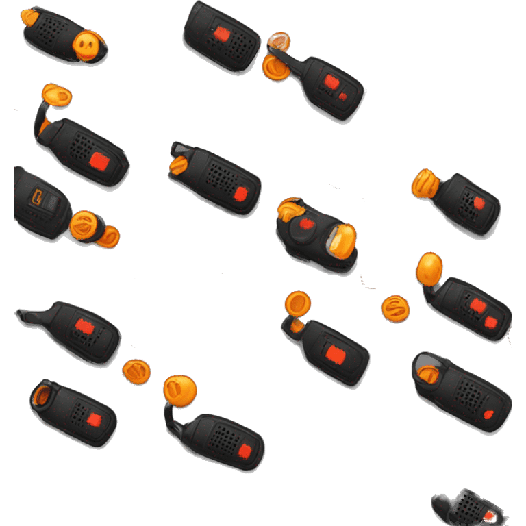 black walkie talkie with red-orange button on side emoji