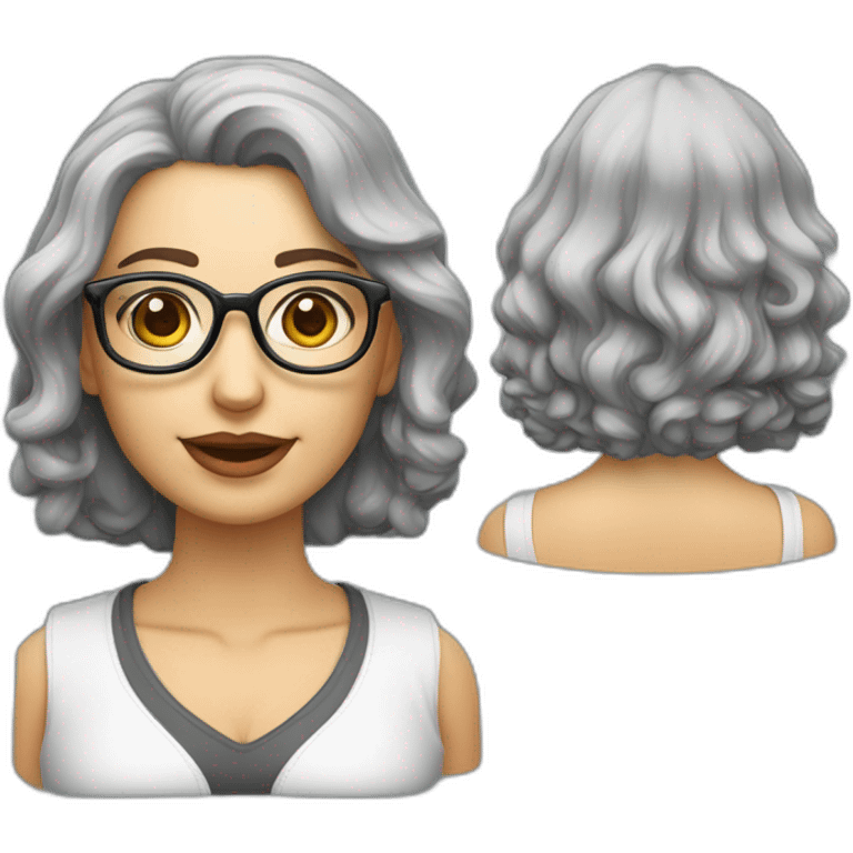 Profesora gordita pelo gris ondulado ondulado y gafas r9sas emoji