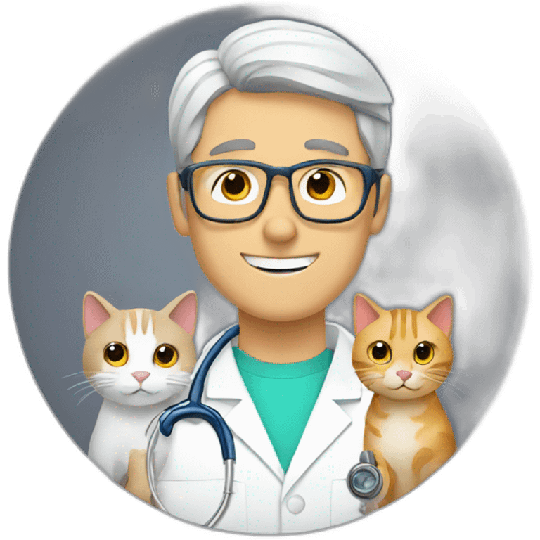 male radiologist with two cats emoji