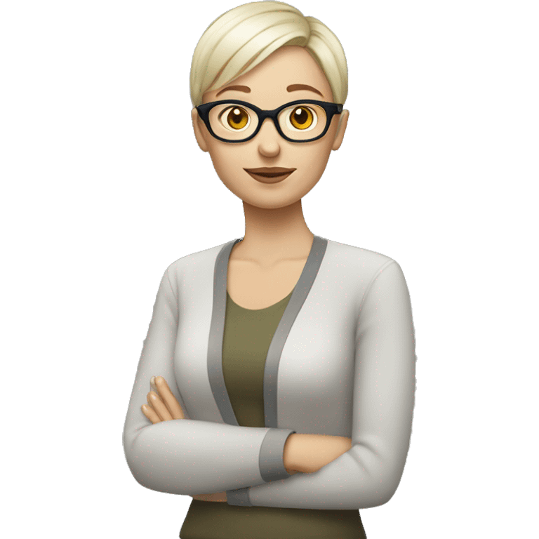 White skin woman short hair glasses emoji