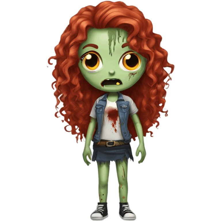 Zombie girl with long red curly hair emoji