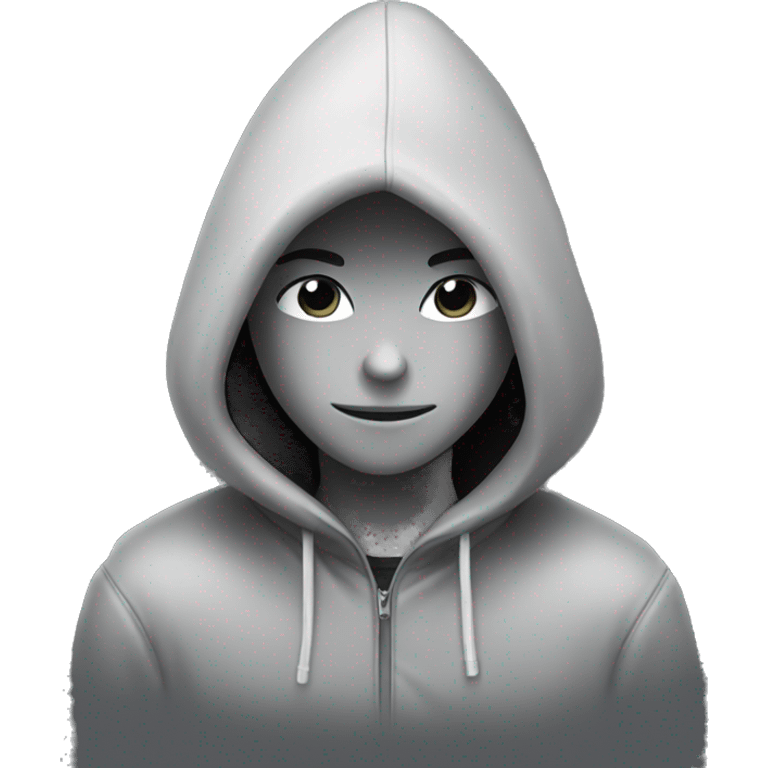 grayscale mysterious hooded boy in gloves emoji