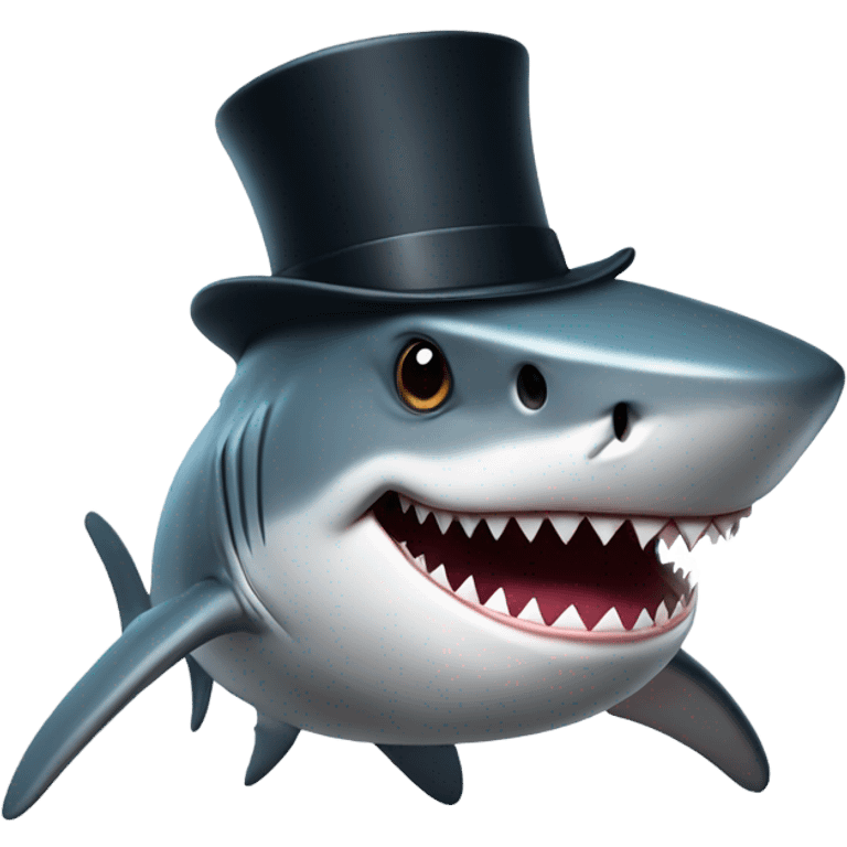 Shark with a top hat emoji