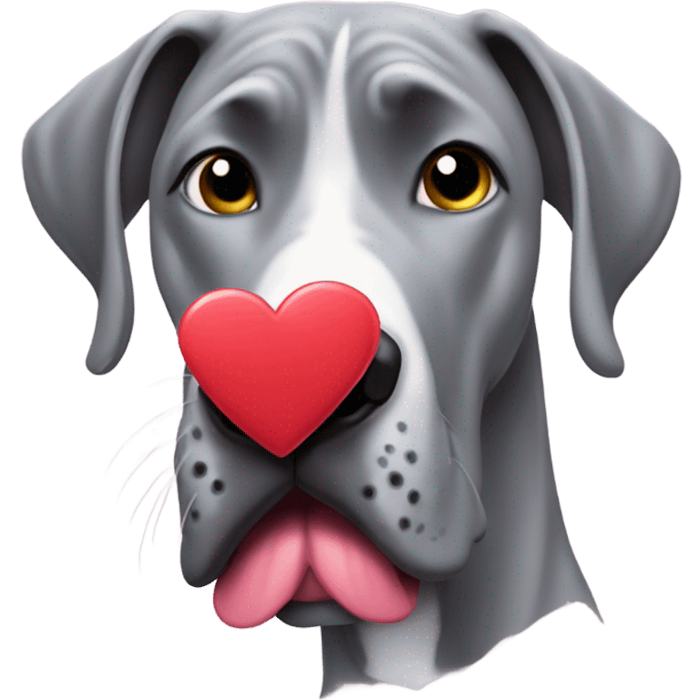 Grey great dane valentines day emoji