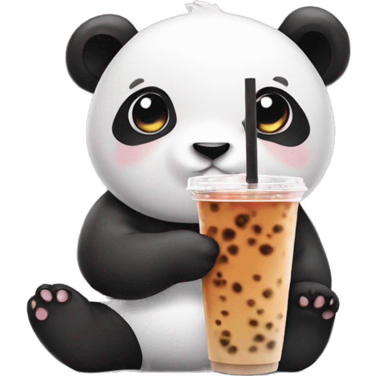 panda with a bubble tea emoji