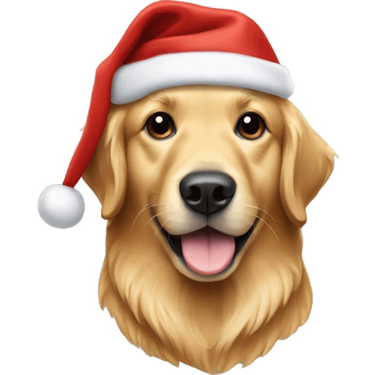 golden retriever wearing christmas hat emoji