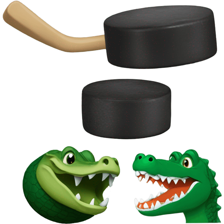 Big hockey puck and a gator emoji